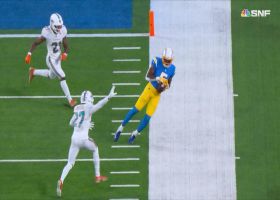 Herbert flees pocket for 18-yard sideline rope to toe-tapping Palmer in red zone