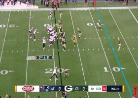 Mac Jones connects with Kendrick Bourne under pressure for 13-yard gain