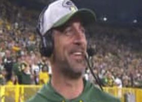Aaron Rodgers is PUMPED after predicting Etling's 51-yard TD scramble on air