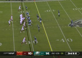 Taylor Heinicke, unfazed in pocket, delivers pass to speedy Samuel for 23-yard pickup