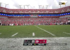 Deion Jones is too quick for Ronald Jones on blitz to sack Tom Brady