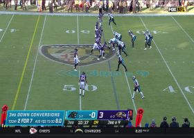 Mayfield locates Marshall Jr. perfectly in stride for 24-yard connection