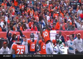 Jerry Jeudy leaps for picturesque toe-tapping catch