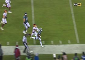 Lane Johnson keeps pace with Reagor on 34-yard catch and run