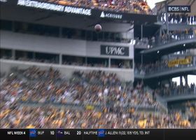 Cameron Sutton reads the eyes of Zach Wilson for late first half INT