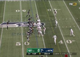 Smith's pass is perfectly placed for wide open Noah Fant