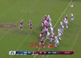 Garoppolo pump-fakes, spins and floats 27-yard throw to Charlie Woerner