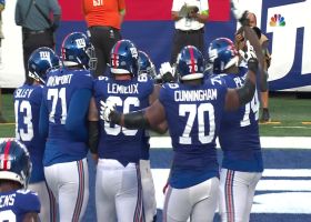 Jashaun Corbin barrels in from 1 yard out for the Giants' first score of the game