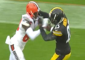 Artie Burns rips off helmet after going toe to toe with Jarvis Landry