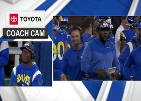 Raheem Morris gets HYPED while mic'd up on Rams' strip-sack vs. Davis Mills