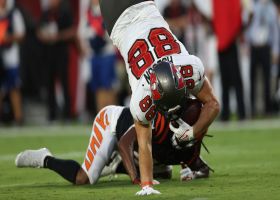 Tanner Hudson flips after grab putting Bucs at the 18-yard line