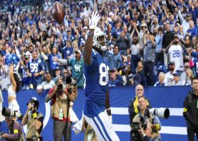 Jelani Woods overpowers DB to get up for 10-yard TD