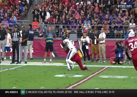 Rashod Batemon Mosses DB on post-corner route for 29-yard catch