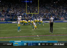 Cameron Dicker's 24-yard FG extends Bolts' lead to 10-3 at halftime