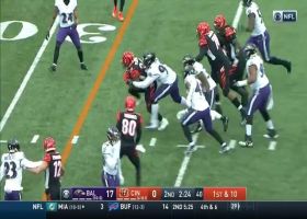 Samaje Perine marches through Ravens defenders for first-down run