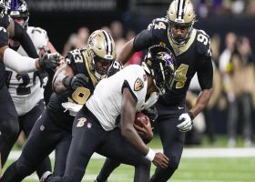 Lamar Jackson has nowhere to go as he's swarmed by Saints on attempted QB keeper