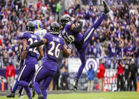 Chuck Clark comes down with second INT of the day on Stafford