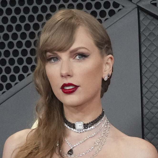 Taylor Swift arrives at the 66th annual Grammy Awards on Sunday, Feb. 4, 2024, in Los Angeles. (Photo by Jordan Strauss/Invision/AP)