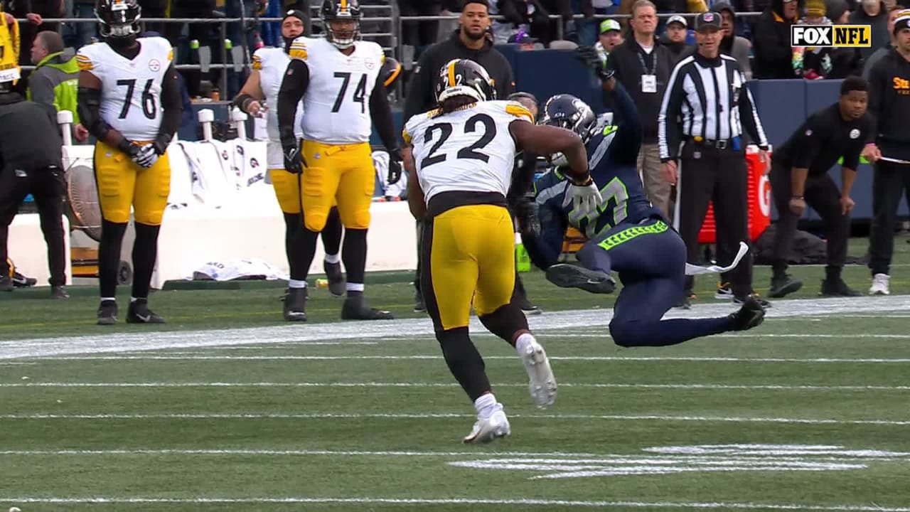 Can'tMiss Play Pittsburgh Steelers running back Najee Harris sends Seattle Seahawks cornerback