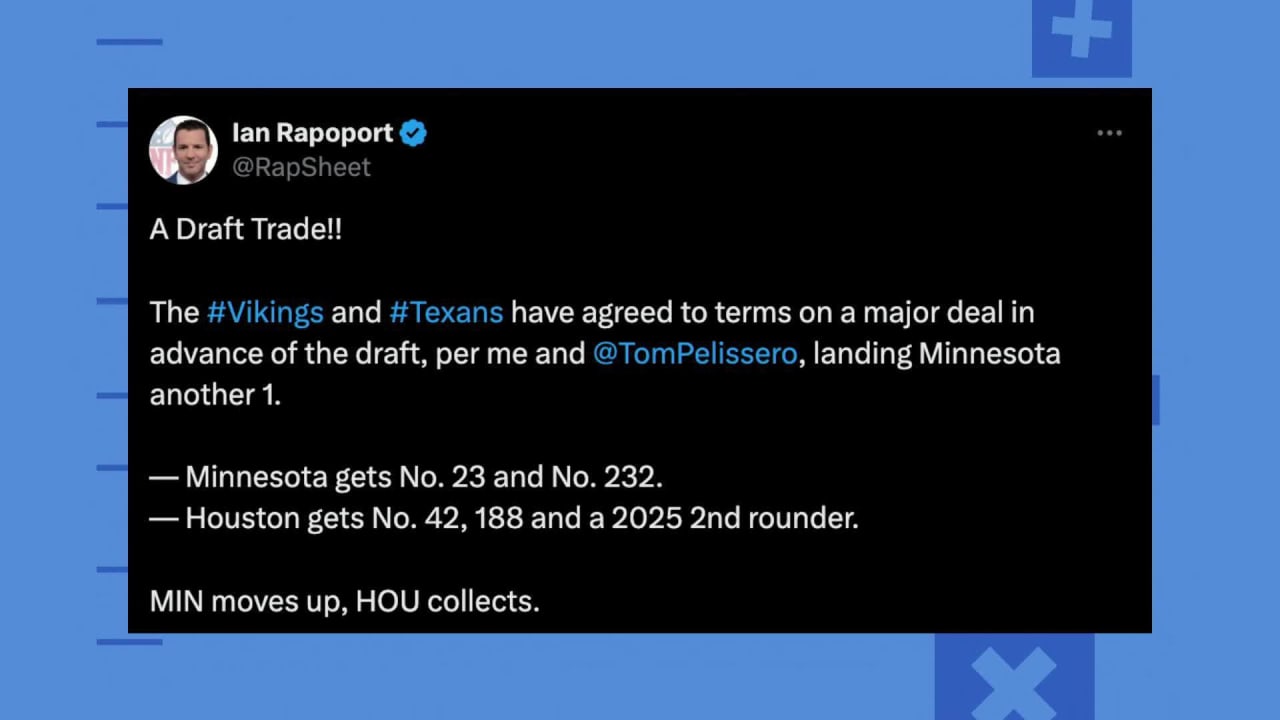 NFL Network Insider Ian Rapoport: Minnesota Vikings acquire first round ...