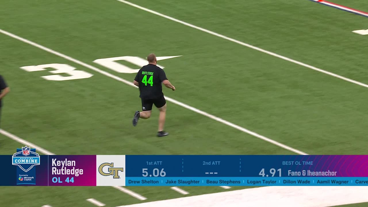 Guard Keylan Rutledge runs official 5.05-second 40-yard dash at 2026 ...