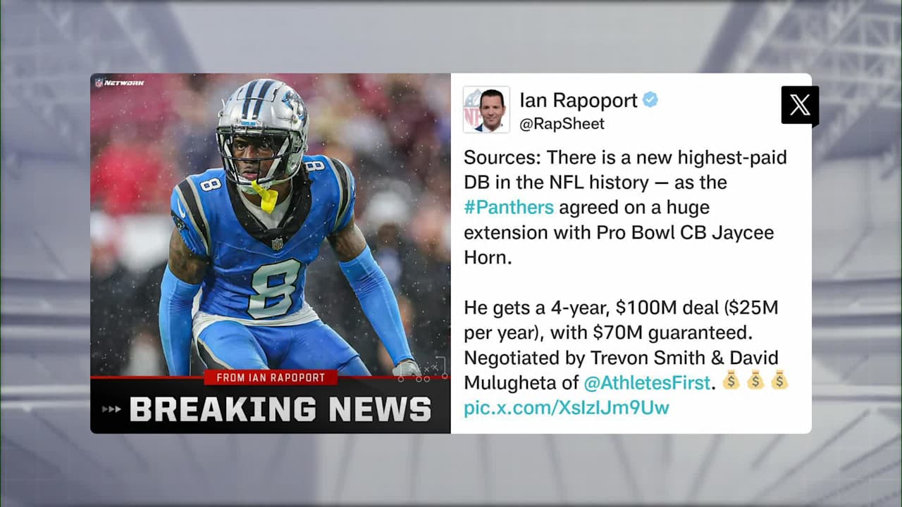 NFL Network Insider Ian Rapoport: Panthers make Jaycee Horn highest ...