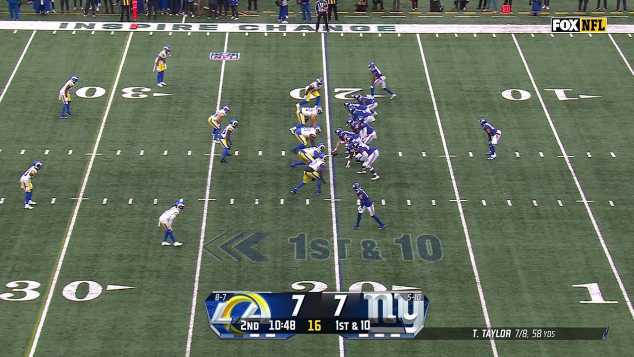 Los Angeles Rams defensive tackle Kobie Turner's shoestring sack of New