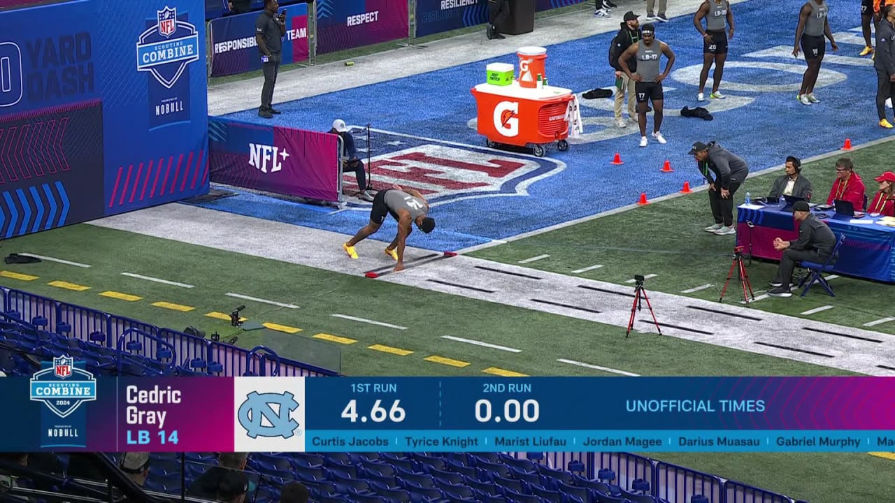 Linebacker Cedric Gray runs official 4.64-second 40-yard dash at 2024 ...