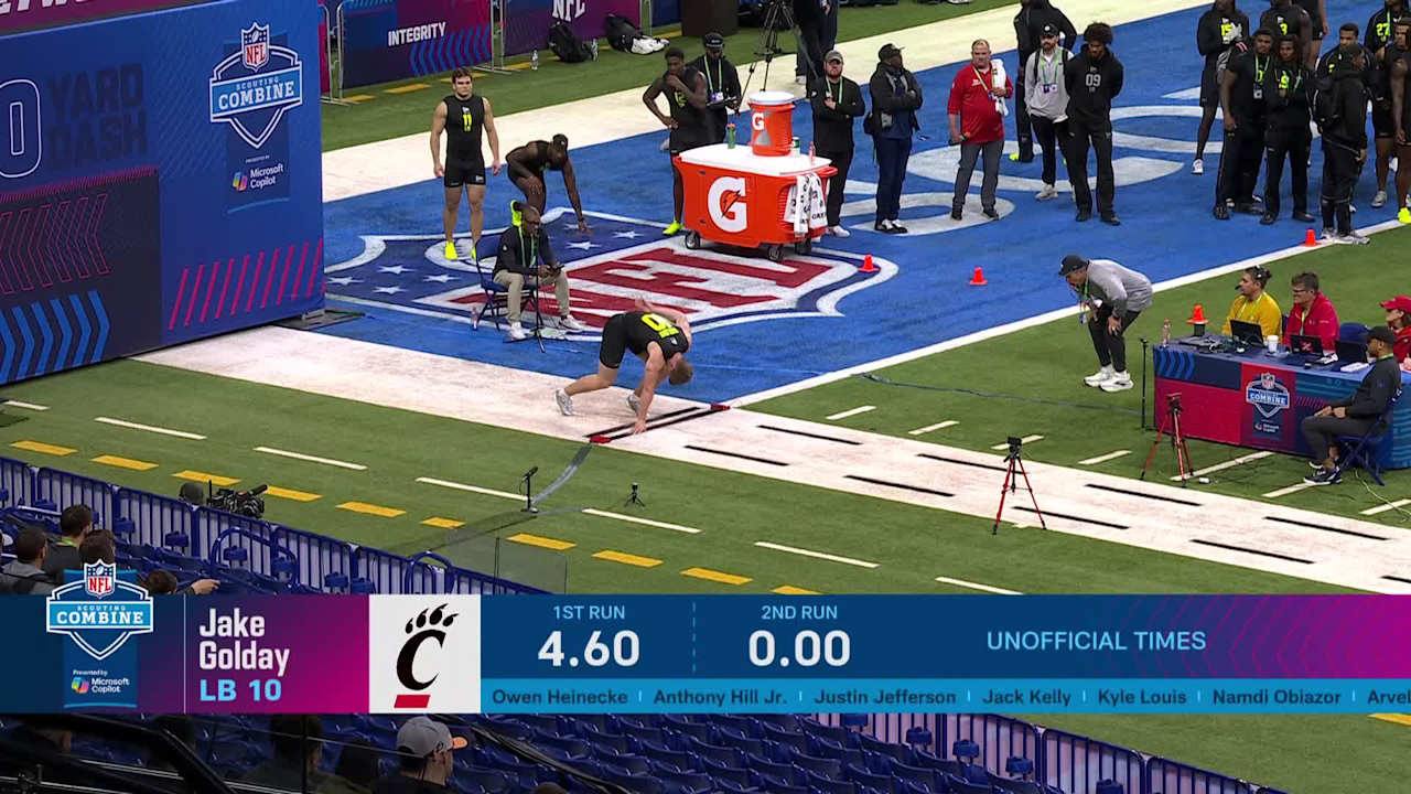 Linebacker Jake Golday runs official 4.62-second 40-yard dash at 2026 ...