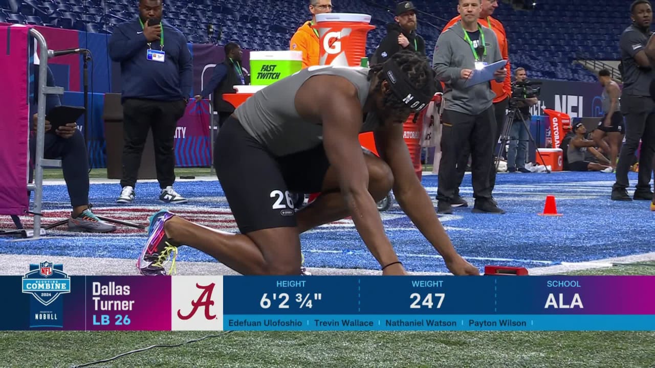 EDGE rusher Dallas Turner runs official 4.46second 40yard dash at 2024 combine