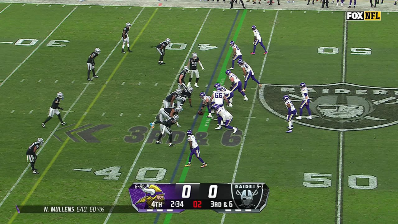 Minnesota Vikings quarterback Nick Mullens' 20yard sideline strike to
