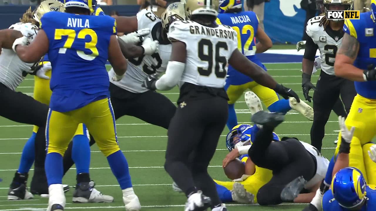 New Orleans Saints defensive end Jonah Williams first sack of 2025