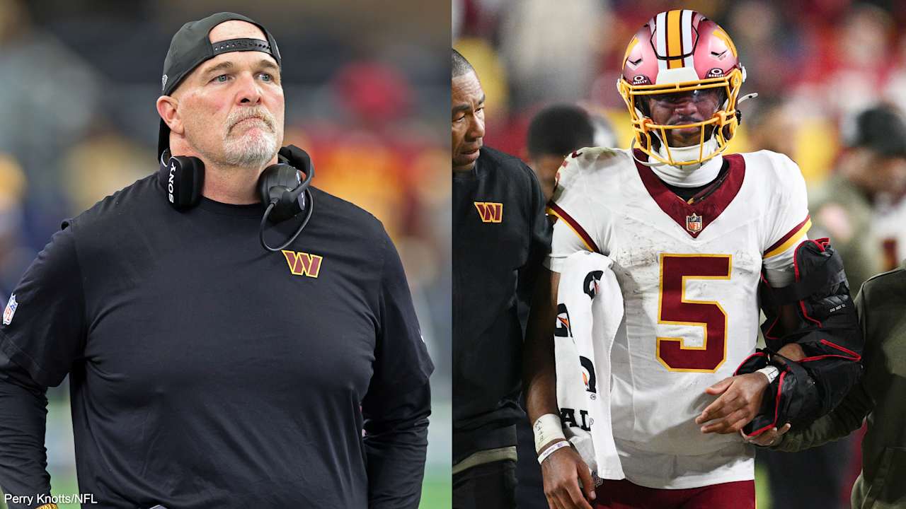 Dan Quinn regrets not pulling Jayden Daniels late in Commanders' blowout loss before QB's elbow injury