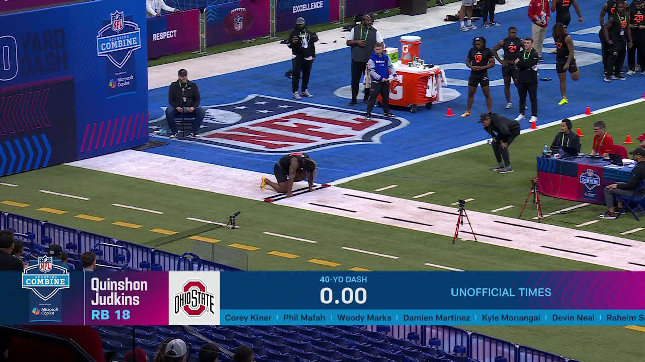 Running back Quinshon Judkins runs official 4.48-second 40-yard dash at ...