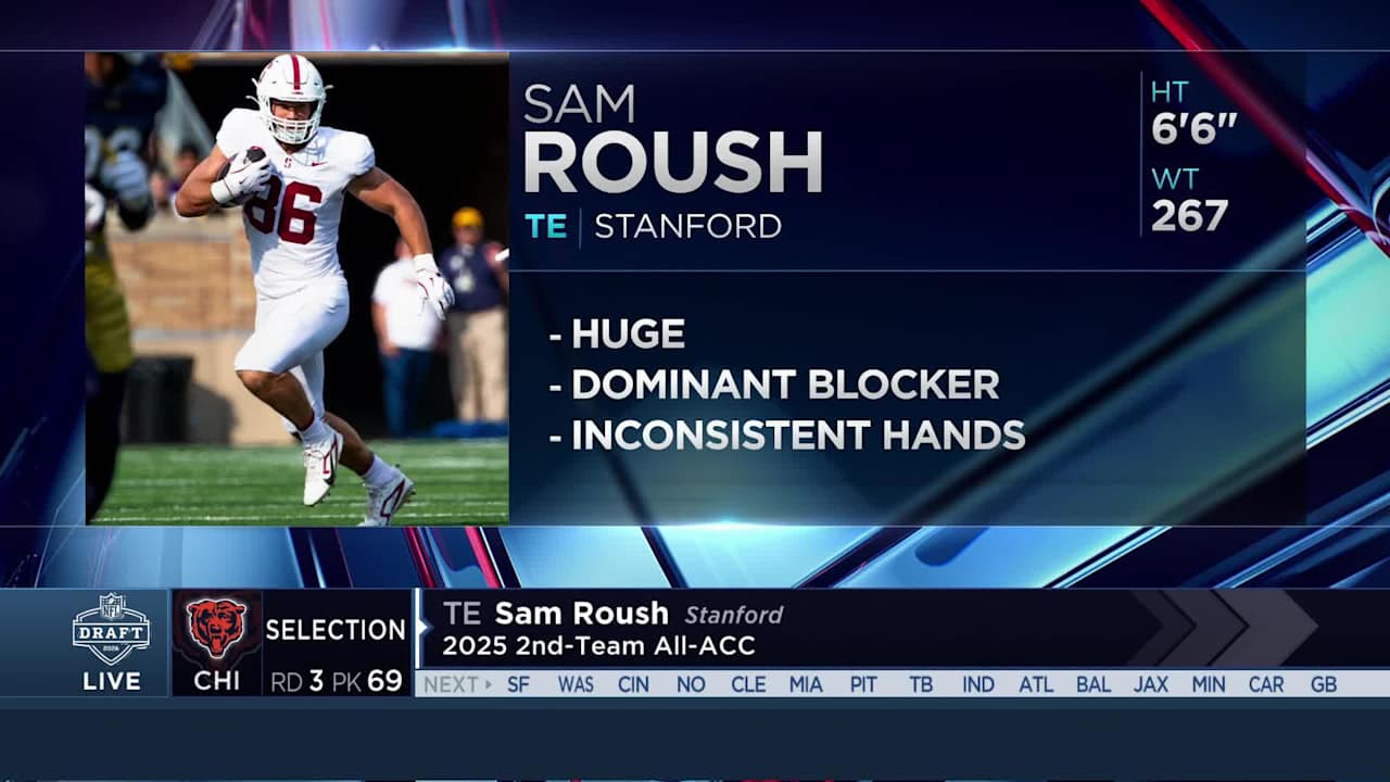 Chicago Bears select tight end Sam Roush with No. 69 pick in 2026 draft