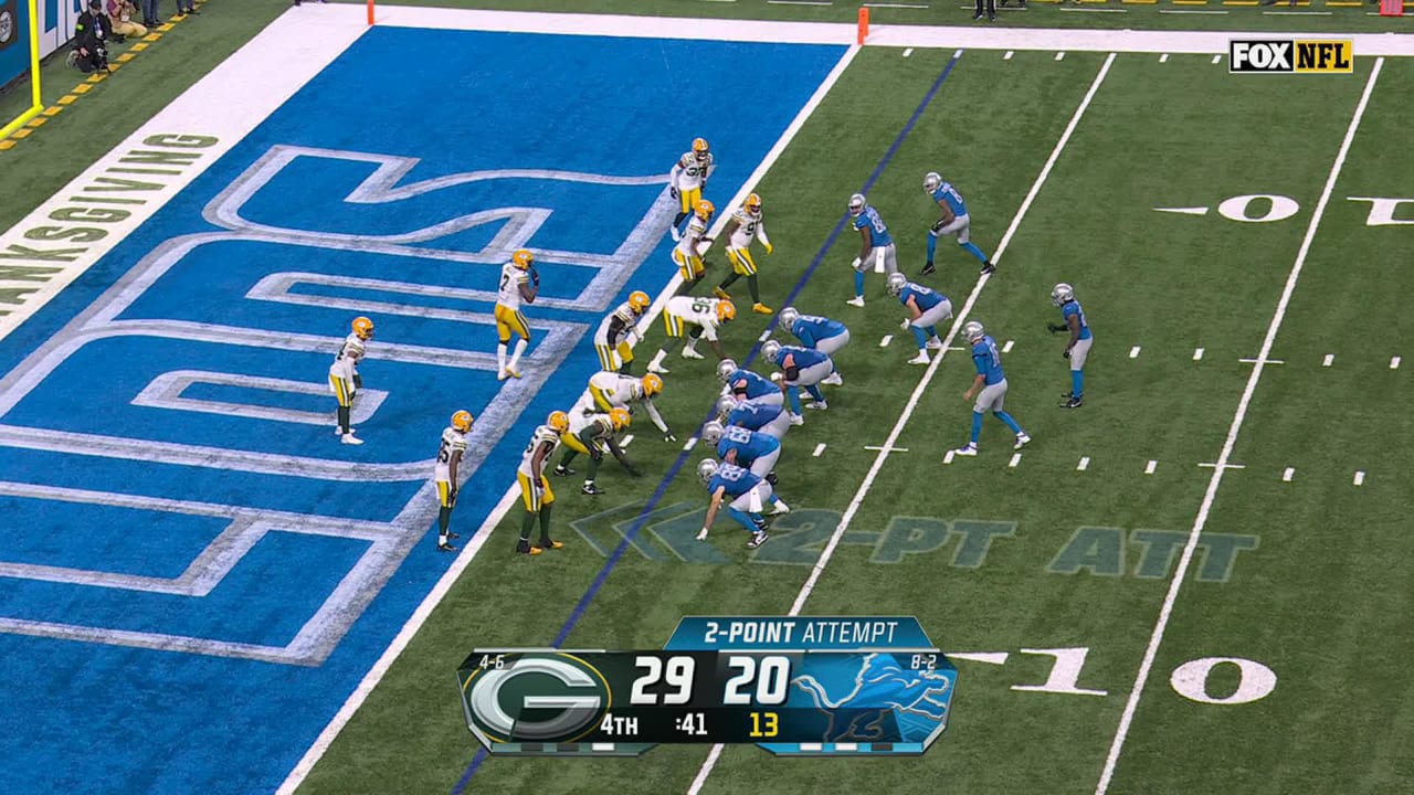 Detroit Lions tight end Sam LaPorta absorbs hit while catching two