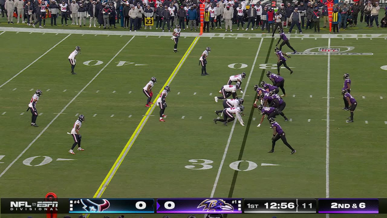 Baltimore Ravens quarterback Lamar Jackson's first pass of game lands