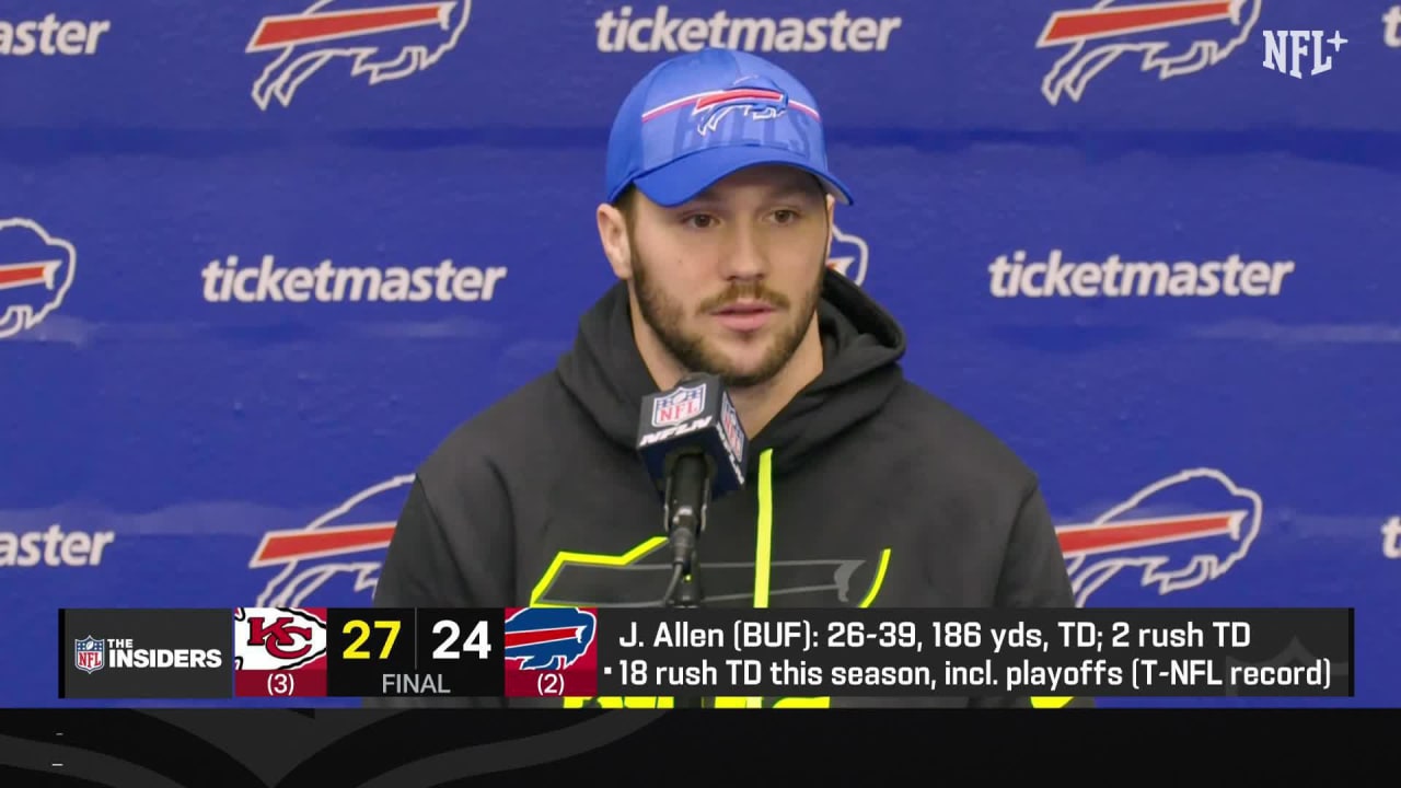 Buffalo Bills quarterback Josh Allen talks to media on Monday after ...