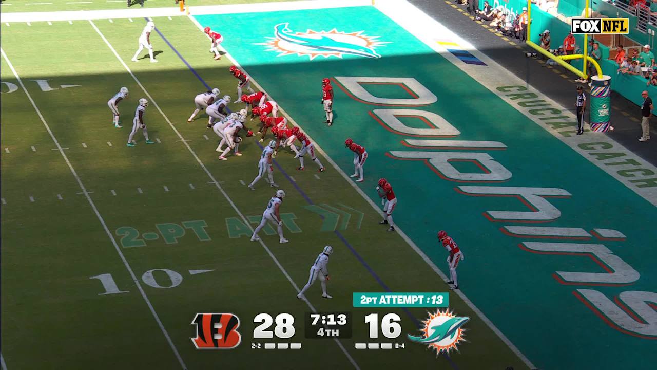 Miami Dolphins tight end Greg Dulcich saves the football from the field ...