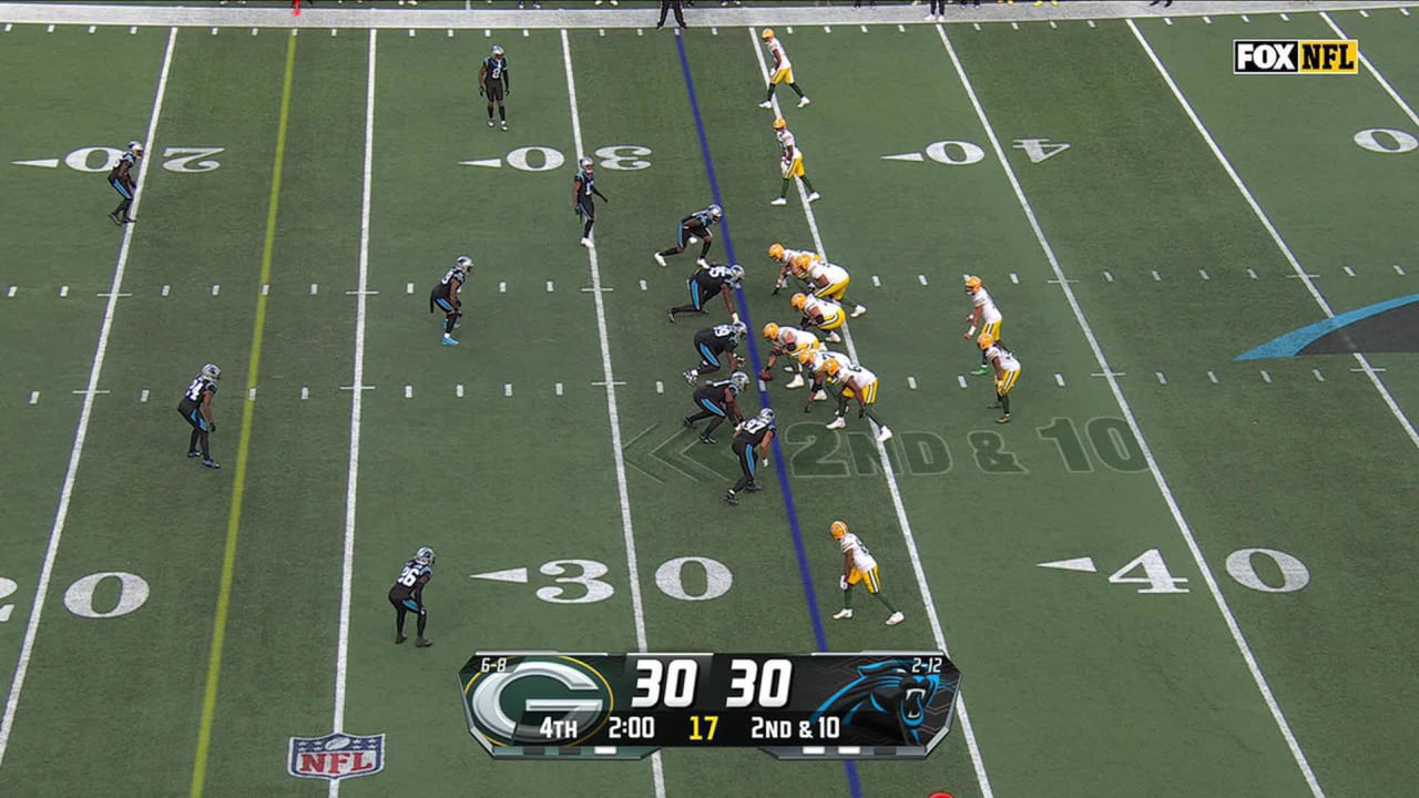 Green Bay Packers quarterback Jordan Love's 20yard pass dots tight end