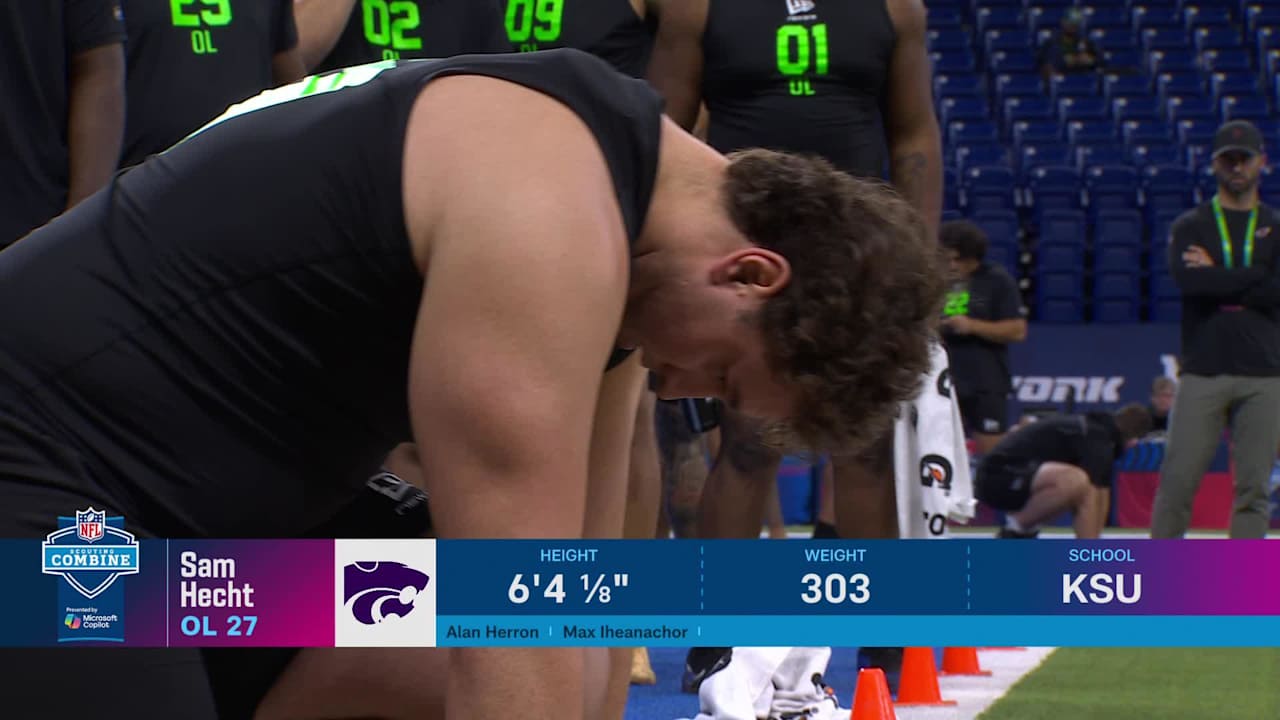 Center Sam Hecht runs official 5.10-second 40-yard dash at 2026 combine