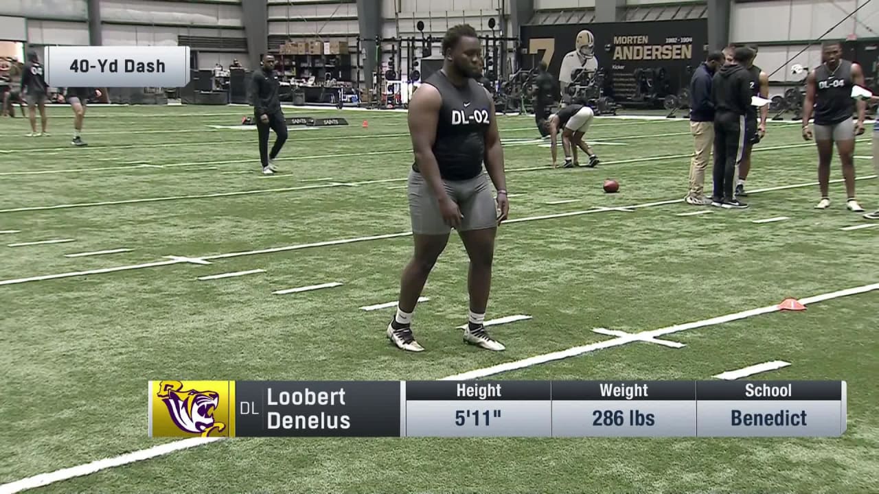 Defensive lineman Loobert Denelus runs 40yard dash at 2024 HBCU Combine