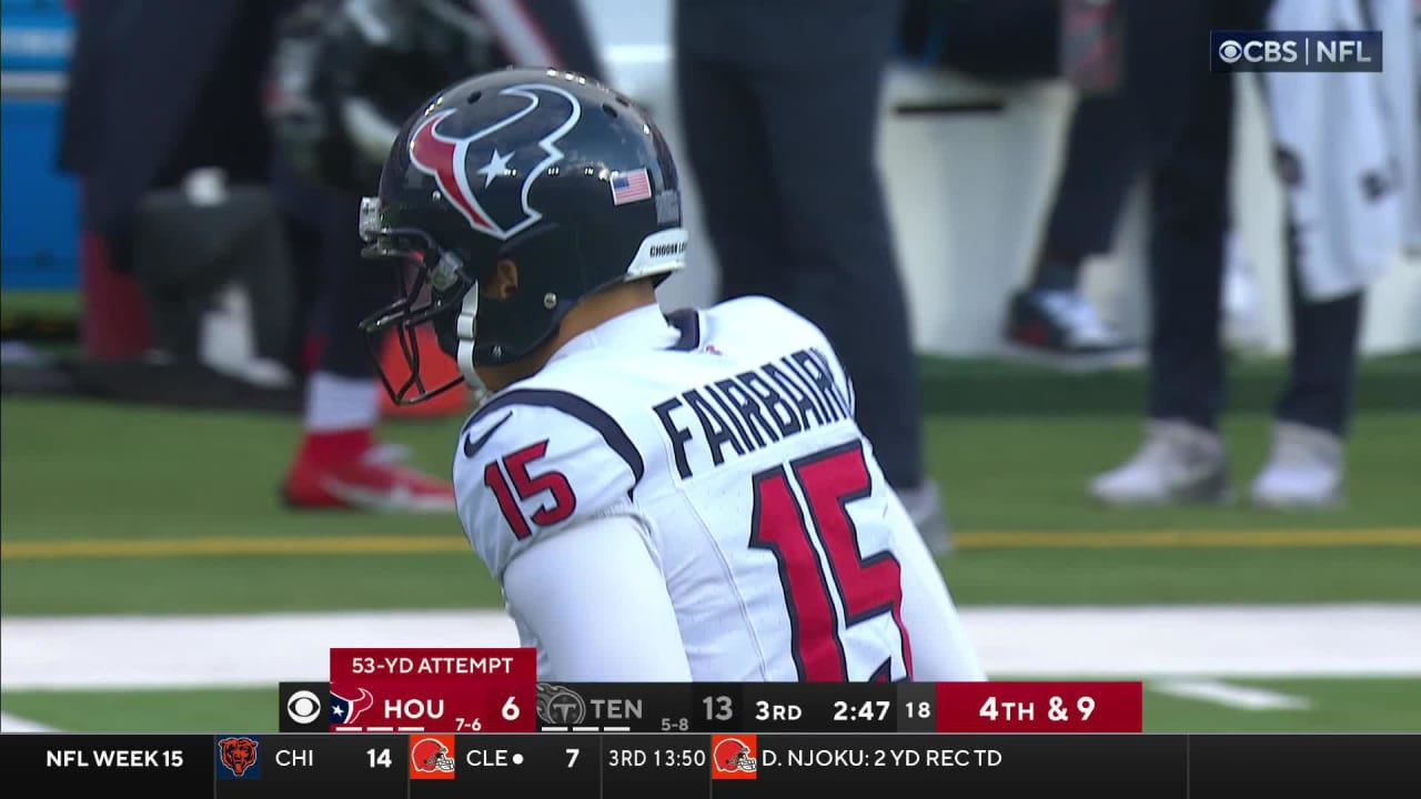 Houston Texans kicker Ka'imi Fairbairn connects on 53-yard field goal