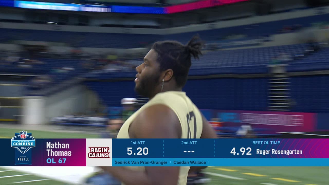 Offensive tackle Nathan Thomas runs official 5.19second 40yard dash