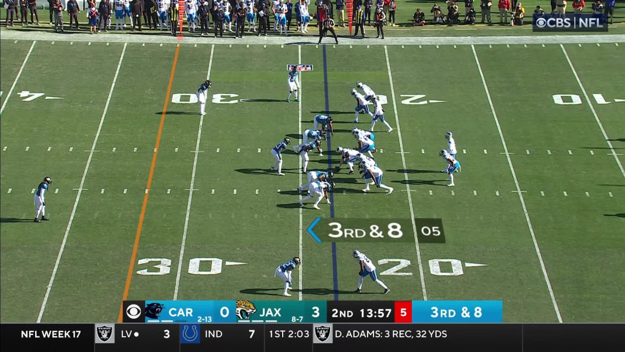 Jacksonville Jaguars linebacker Travon Walker wraps up Carolina