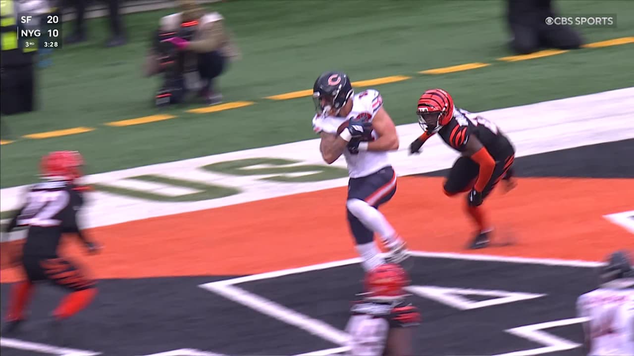 Image for Colston Loveland scores first career TD on 5-yard catch from Caleb Williams vs. Bengals