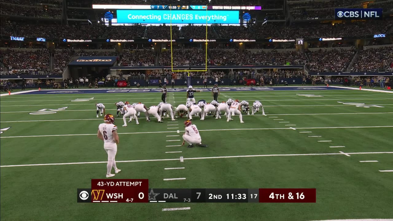 Washington Commanders kicker Joey Slye's 43yard field goal gets the