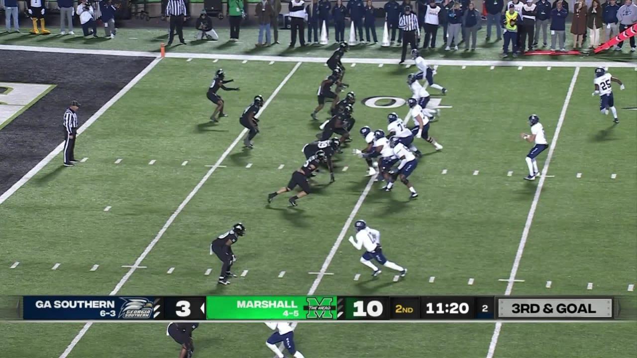 Georgia Southern Eagles quarterback Davis Brin threads the needle for 9 ...