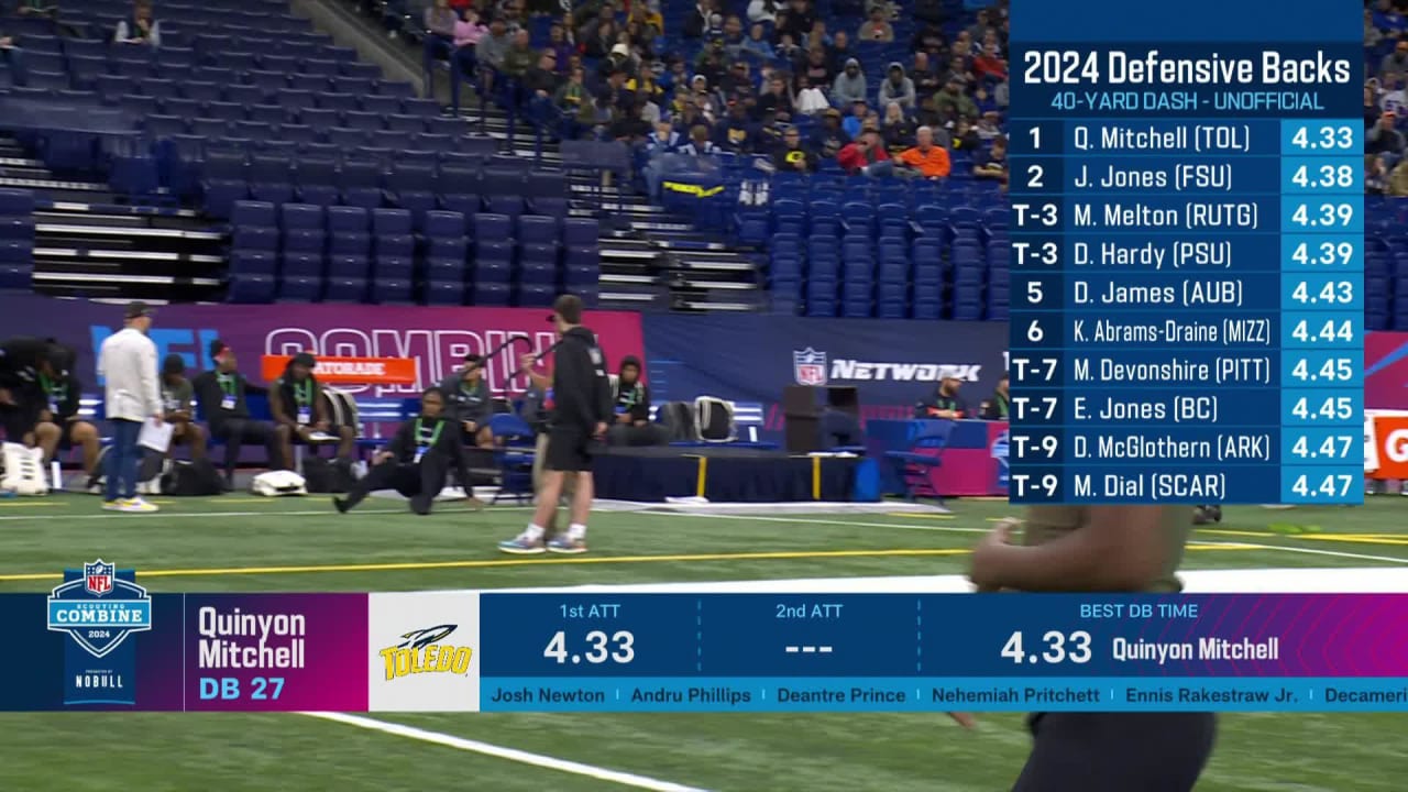 Cornerback Ryan Watts runs 40yard dash at 2024 combine