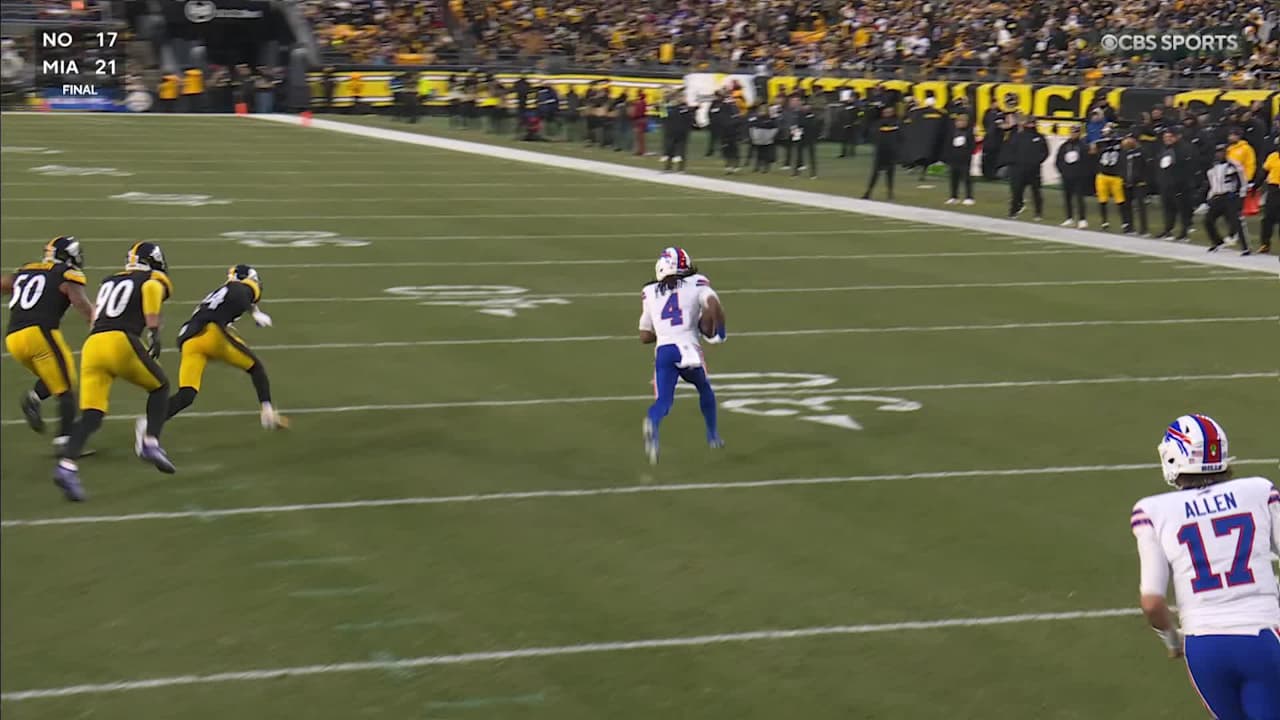 Buffalo Bills running back James Cook enters cutback lane for 19-yard ...